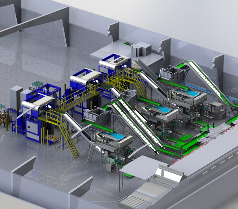 Stacking different sizes: Custom palletizer solution by Verbruggen palletizing solutions - Smart installation for stack different sizes of onions