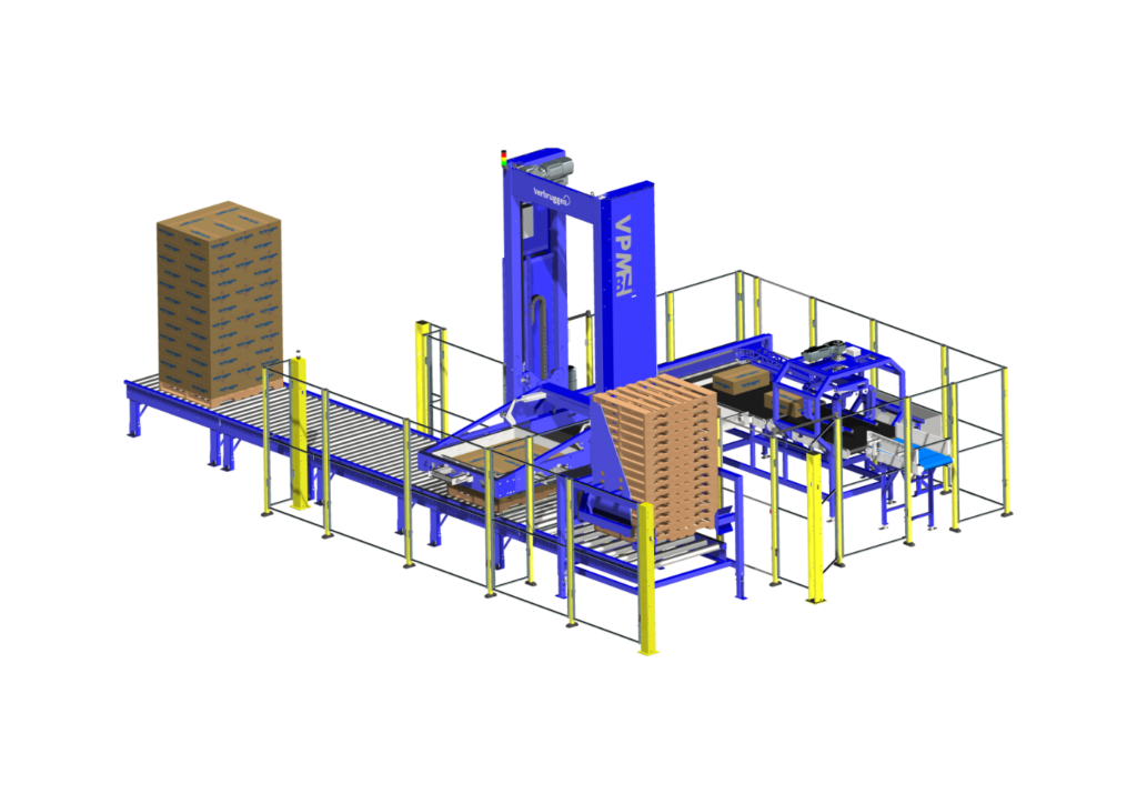 Palletiseermachine voor het stapelen van dozen en dozen voor volledige productieautomatisering door Verbruggen Palletizing Solutions  