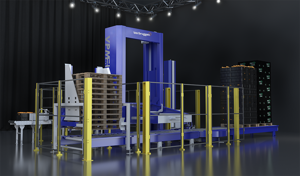 VMP-BL boxes and cartons Palletizer Machine by Verbruggen Palletizing Solutions