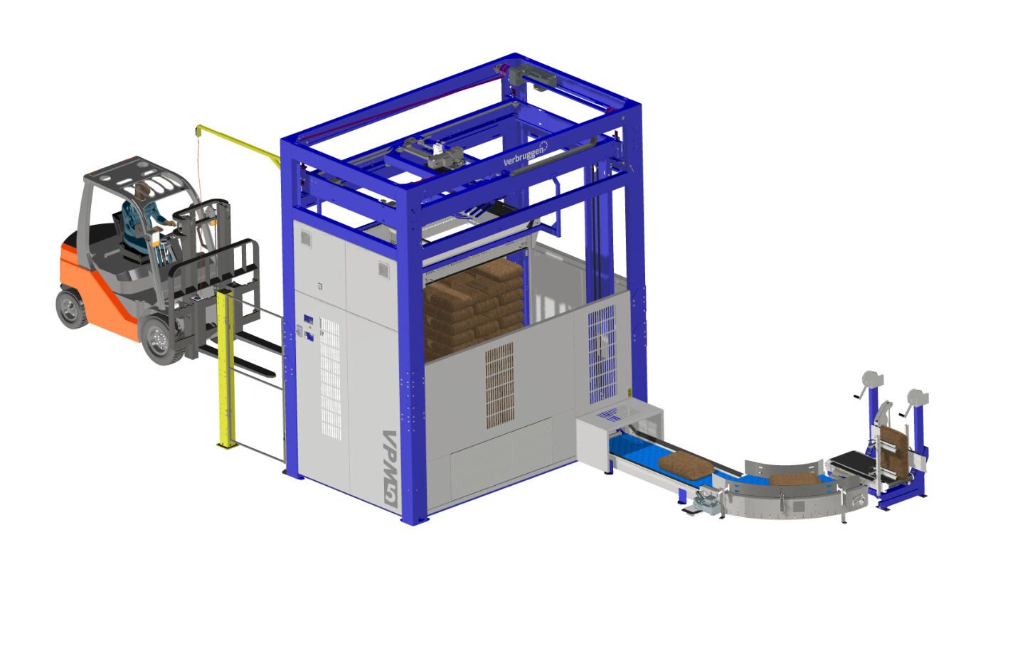 3D Afbeelding 4: VMP-5 Palletiseermachine voor zakken van Verbruggen Palletizing Solutions